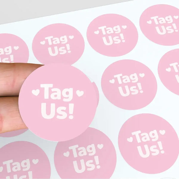 Tag Us Stickers | Pink Social Media Packaging Stickers for Small Businesses - Sticksy Prints Australia