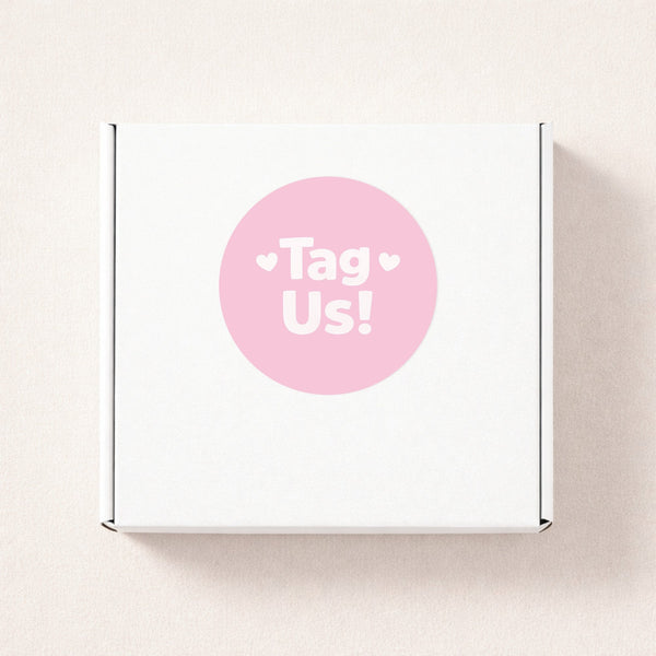 Tag Us Stickers | Pink Social Media Packaging Stickers for Small Businesses