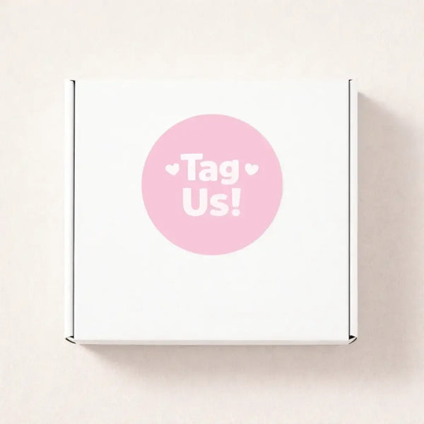Tag Us Stickers | Pink Social Media Packaging Stickers for Small Businesses - Sticksy Prints Australia