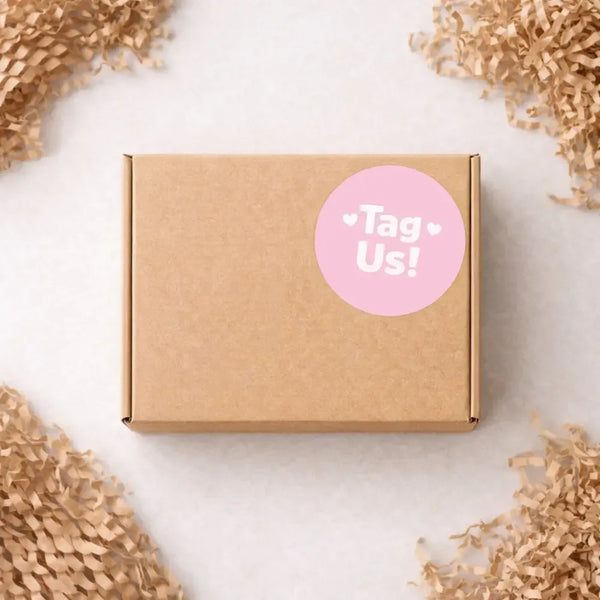 Tag Us Stickers | Pink Social Media Packaging Stickers for Small Businesses - Sticksy Prints Australia