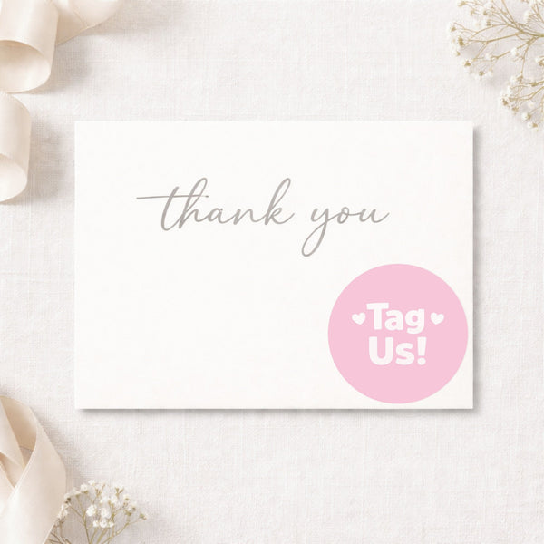 Tag Us Stickers | Pink Social Media Packaging Stickers for Small Businesses