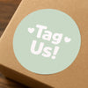 Tag Us Stickers | Sage Green Social Media Packaging Stickers for Small Businesses