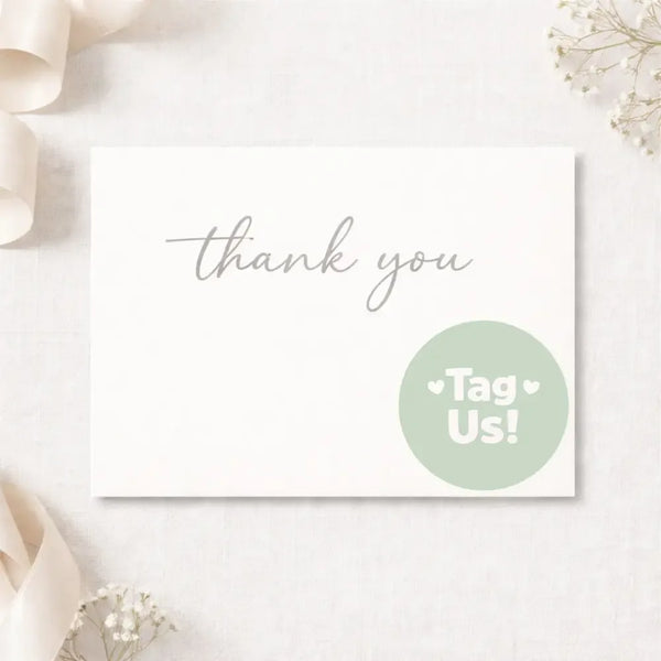 Tag Us Stickers | Sage Green Social Media Packaging Stickers for Small Businesses - Sticksy Prints Australia