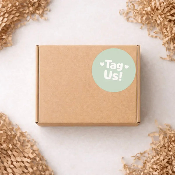 Tag Us Stickers | Sage Green Social Media Packaging Stickers for Small Businesses - Sticksy Prints Australia
