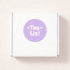 Tag Us Stickers | Social Media Packaging Stickers for Small Businesses Purple