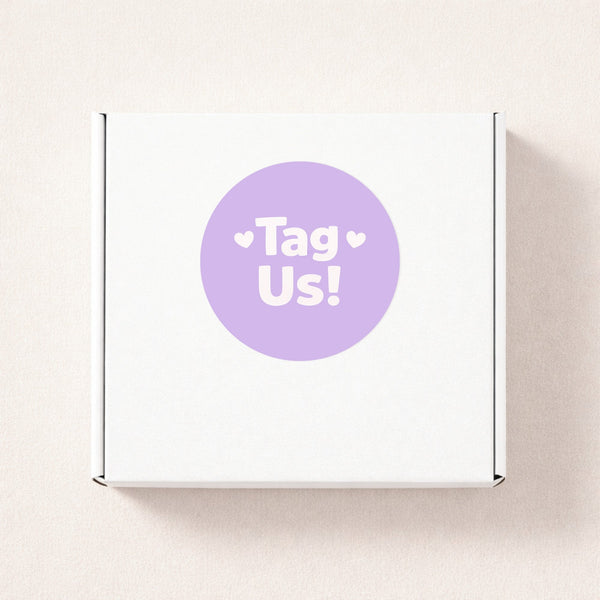 Tag Us Stickers | Social Media Packaging Stickers for Small Businesses Purple