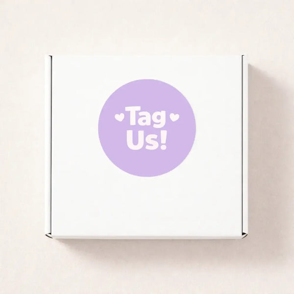 Tag Us Stickers | Social Media Packaging Stickers for Small Businesses Purple - Sticksy Prints Australia