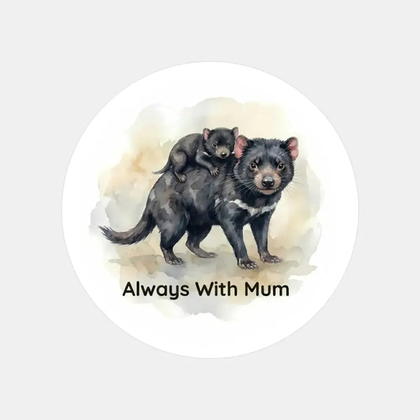 Tasmanian Devil Mum & Joey Sticker – Australian Wildlife Gift Label - Sticksy Prints Australia