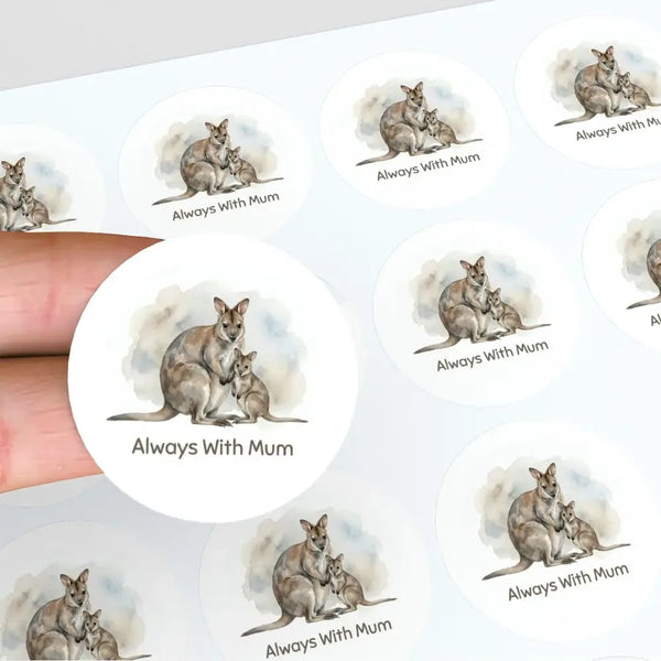 Tasmanian Pademelon Sticker – Always With Mum Mother & Joey Wildlife - Sticksy Prints Australia