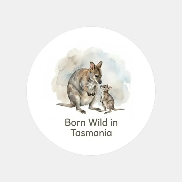 Tasmanian Pademelon Sticker – Born Wild in Tasmania Mother & Joey Wildlife - Sticksy Prints Australia