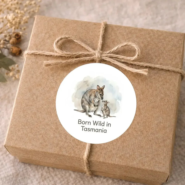 Tasmanian Pademelon Sticker – Born Wild in Tasmania Mother & Joey Wildlife - Sticksy Prints Australia