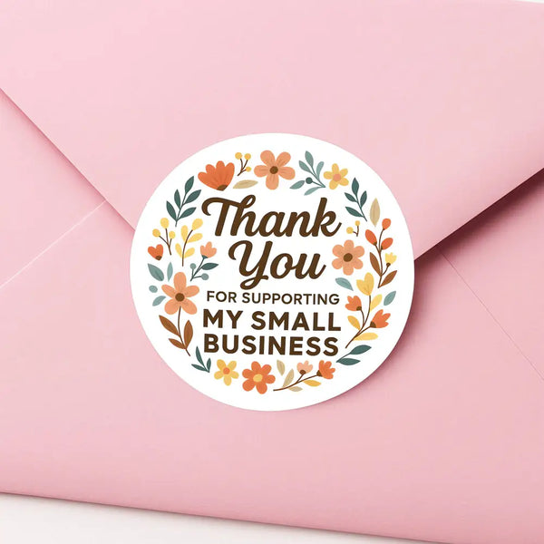 Thank You for Supporting My Small Business Stickers Floral Boho