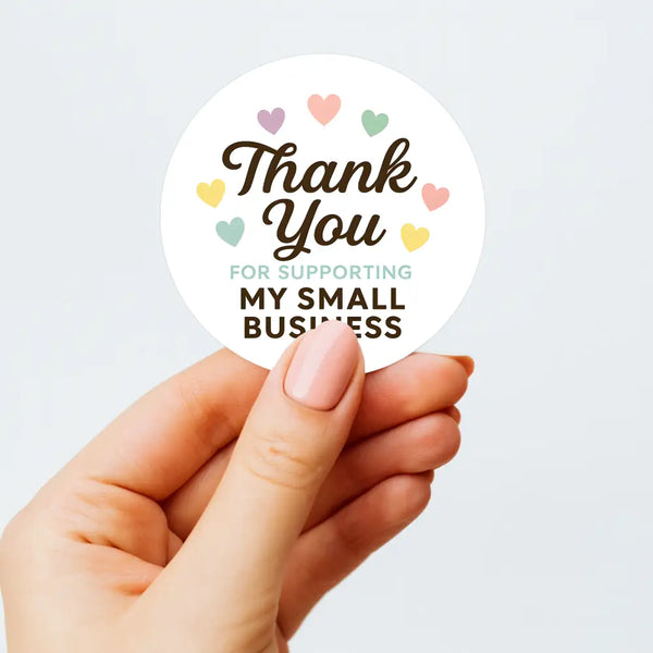 Thank You for Supporting My Small Business Stickers – Rainbow Hearts
