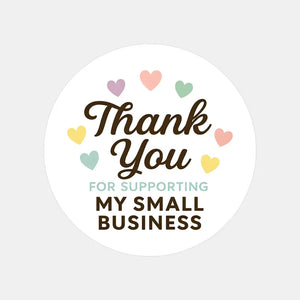 Thank You for Supporting My Small Business Stickers – Rainbow Hearts