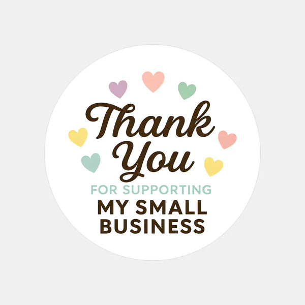Thank You for Supporting My Small Business Stickers – Rainbow Hearts
