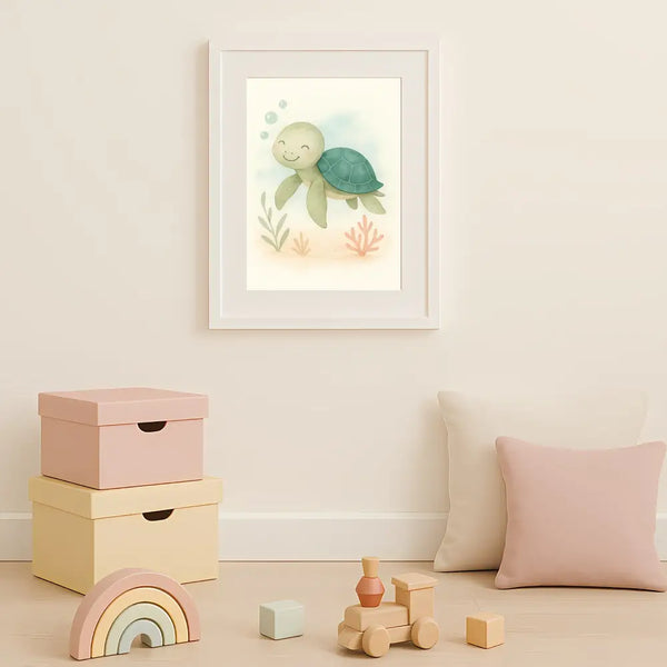 Turtle Nursery Wall Art Print | Ocean Animal Watercolour | Digital Download