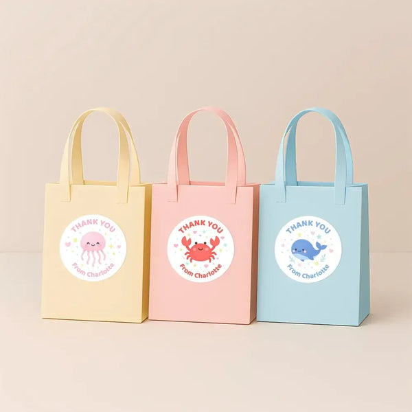 Under the Sea Thank You Stickers – Starfish, Crab, Jellyfish & Whale | Personalised Party Favour Labels - Sticksy Prints Australia