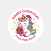 Unicorn Christmas Gift Stickers – Personalised Name Label - Sticksy Prints Australia