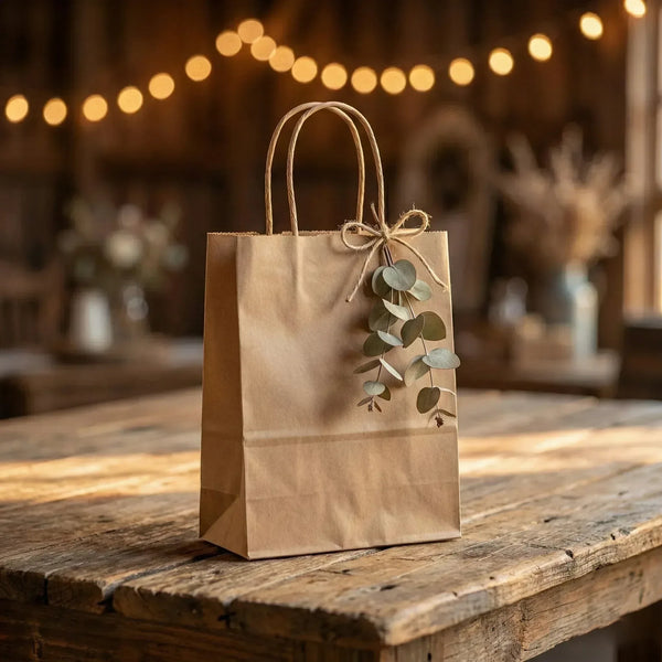 20pcs Yellow Kraft Paper Gift Bags with Handles - Small 15x21cm Eco-Friendly Carry Bag for Party Favours & Retail - Sticksy Prints Australia