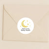 Welcome Baby Moon & Stars Stickers – Personalised Celestial Baby Shower Labels - Sticksy Prints Australia