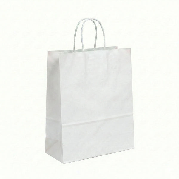 20pcs White Kraft Paper Gift Bags with Handles - Small 15x21cm Eco-Friendly Carry Bag for Party Favours & Retail - Sticksy Prints Australia