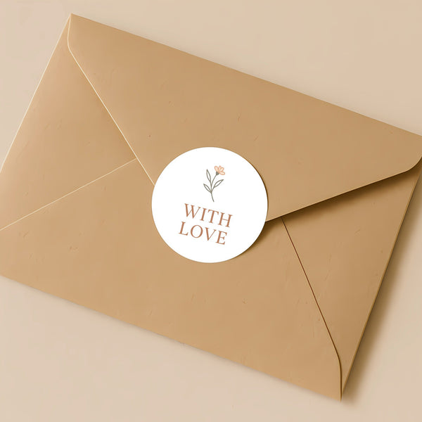 With Love Stickers – Elegant Floral Gift & Packaging Seals