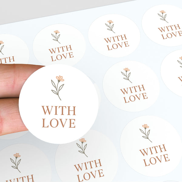 With Love Stickers – Elegant Floral Gift & Packaging Seals