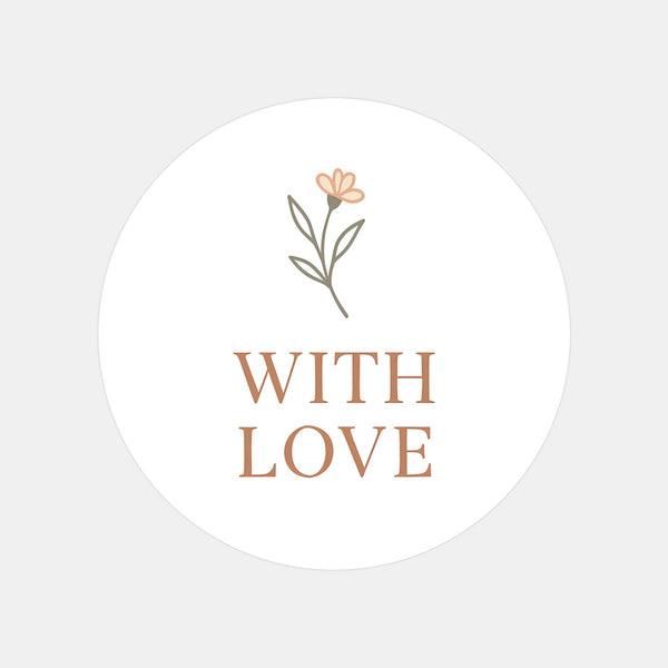 With Love Stickers – Elegant Floral Gift & Packaging Seals