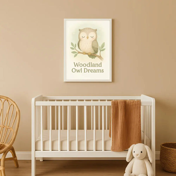 Woodland Owl Dreams Nursery Wall Art Print – Sleepy Owl Printable (Digital Download)