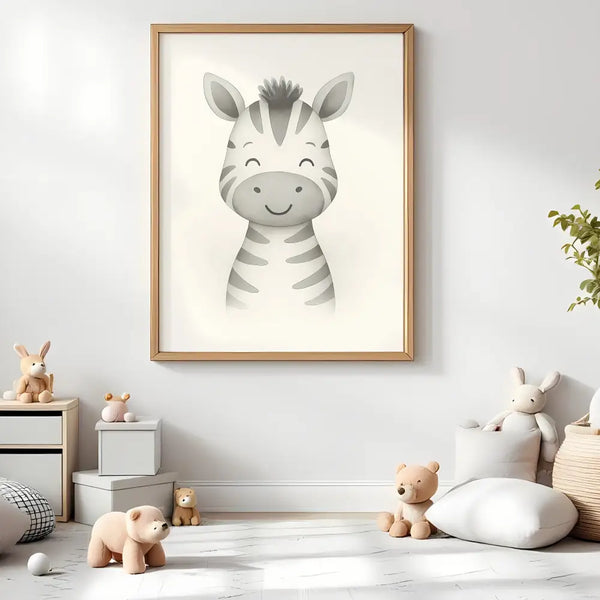 Zebra Nursery Wall Art Print – Safari Animal Watercolour (Digital Download)