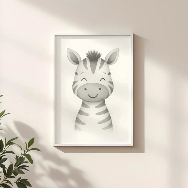 Zebra Nursery Wall Art Print – Safari Animal Watercolour (Digital Download)